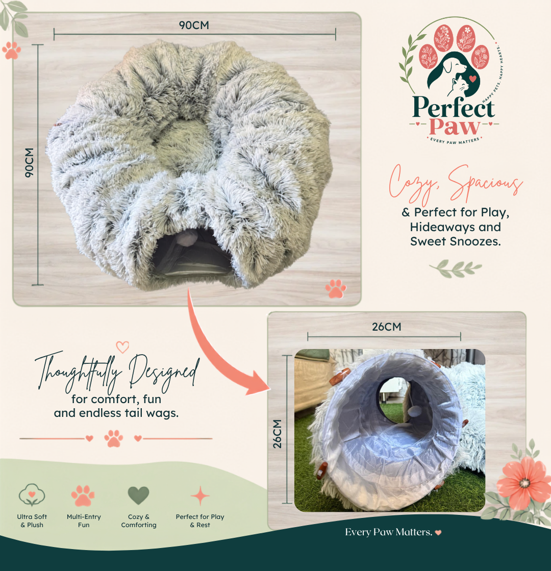Perfect Paw™ Cozy Tunnel 3-in-1 Cat Tunnel Bed